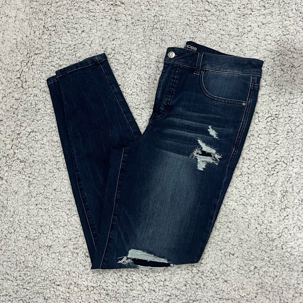 Maurices - Skinny Ankle High Rise Backed Ripped Jean - Size: 14 - Length: Long